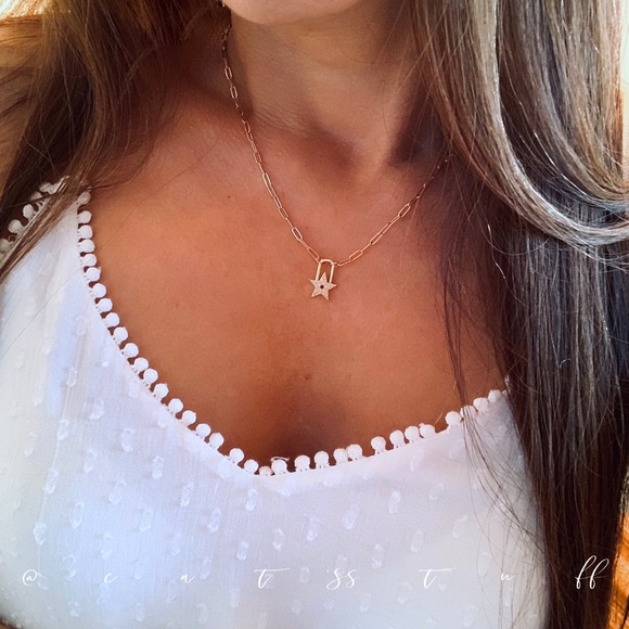 CZ Star Padlock Necklace - Picture 7 of 9